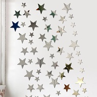 discount 20pcs Star Wall Sticker 3D Acrylic Irregular Mirror Vanity Living Room Decoration Cartoon W