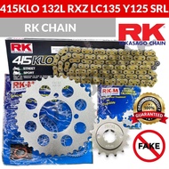 ORIGINAL RKM 415 428 SPROCKET SET CHAIN GOLD O RING 132L LC135 Y125Z Y110 Y100 RXZ SRL RANTAI SET 415KLO 428KLO