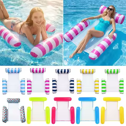 New Mesh Seat Inflatable Water Hammock Portable with Backrest Floating Lounger Quick Inflation Pool 