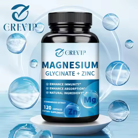 Magnesium Glycinate + Zinc Capsules - for Muscle, Joint and Bone Health Immune System - 120 Capsules