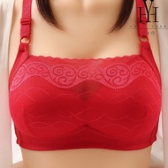 HuoYuan【Ready Stock】Wireless Bra B C D Cup Big Size 36-42 Push Up Bra Thin Sponge Cotton Lining Non-
