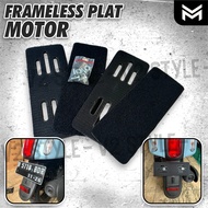 FRAMELESS NOMOR UNIVERSAL Set 2pcs Sepasang Depan Belakang + Baut / FRAME LESS TEMPEL PLATE Motor Du