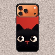 Case iphone 17 16 15 14 13 12 11 Mini Plus Pro Max TPU Rubber Custom Softcase Black Cat Wallpaper