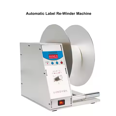 Automatic Label Re-Winder Rewinder Labeling Machine Barcode Label Rolling Sticker Rewinding Machine