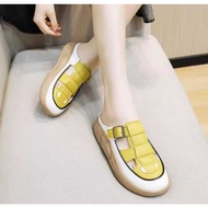 Gevani Women's Slip-On Buckle Sandals, Comfortable to Wear, Black, Yellow, Mocha, White (CK555)