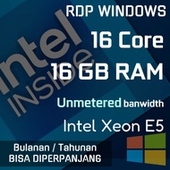 RDP 16 Core - 16 GB Unmetered bandwidth @ 1Gbps port BULANAN / TAHUNAN