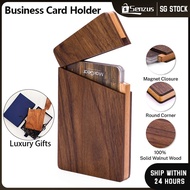 [SG] Wood Business Card Holder Cards Cases Name Card for Men Pocket Card Holder with Magnetic Closur