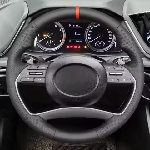 Car Steering Wheel Cover Braid For Hyundai Sonata STARIA 2020-2023 Hand-stitched Microfiber Leather 