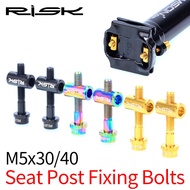 RISK Bicycle 2 Pcs. Bike Seat Post Fixed Bolts TC4 Titanium Alloy M5x30/40MM MTB Road Seatpost Saddle Screw