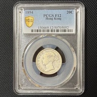 1894 年 香港貳毫 20 Cents PCGS F12 硬幣 二毫