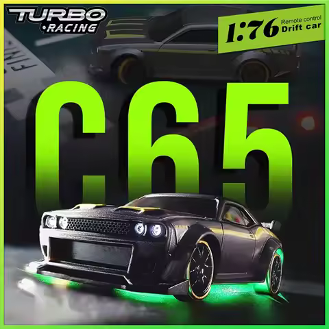Turbo Racing 1/76 C65 RTR 2.4G Mini RC Drift on-road Car Full Proportional Remote Control Desktop Ca