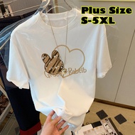 Men and Women T-Shirt Summer Breathable Tee New Fashion Korean Couple T-shirt Cartoon Grdee Rabtib Printing Short Sleeved T-shirt Women's Casual Loose Tops Plus Size S-5XL