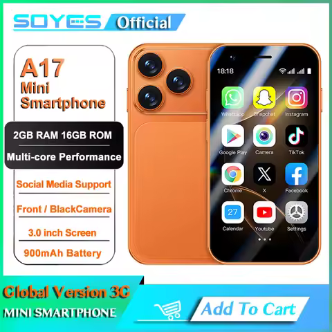 SOYES A17 Mini Android8.1 Smart Phone 3.0 Inches 2GB RAM 16GB ROM Dual SIM Standby Play Store 3G Lit