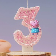 E-STRONG 2025 Peppa Pig Anime 0-9 Number Candle Cute 3D Page Cartoon Party Cake Plug-in Birthday Cak