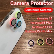 For iPhone 15 11 12 13 14 Pro Max Plus Mini Luminous Film Tempered Glass luminated Camera Lens Protector