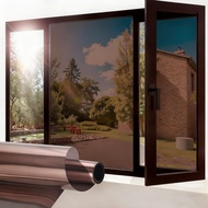 Static Cling,UV Block,Reflective Style Tea Color One Way Window Film Privacy Tint For Home Office Gl