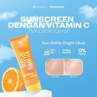 Emina Sun Battle Bright Glow SPF 35 PA+++ - Sunscreen Serum Amino Vitamin C - Cerah, Ringan, Hydrati