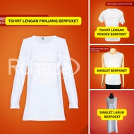 Singlet Umrah Wanita Baju Dalam Haji ihram Tshirt Pagoda Perempuan Poket Berzip Lengan Panjang Putih