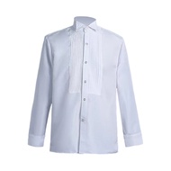 Men Business Shirt Winged Collar Long Sleeve Solid Color Single-breasted Dress Shirt Tuxedo Formal O