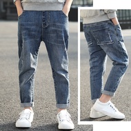 IENENS Kids Boys Jeans Slim Straight Denim Pants Fashion Elastic Waist Jeans For 4-11 Years