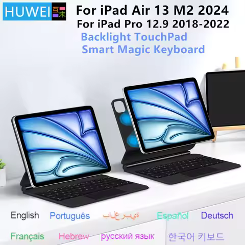 Folio Magic Keyboard For New iPad Air 13 2024 Pro 12.9 2018-2022 Funda Smart Case Portuguese Spanish