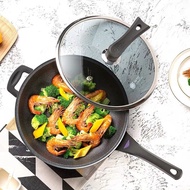 ST/🎀Non-Coated Non-Stick Pan Medical Stone Wok Household Wok Induction Cooker Gas Stove Smoke-Free Non-Stick Medical Sto