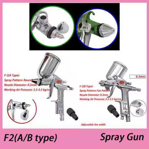1Pcs White Mini Pneumatic Spray Gun F2A/F2B 0.3/0.5/0.8mm Airbrush Sprayer Alloy For Leather Craft P