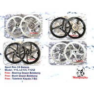 Enkei Sport Rim 3 Batang 6 Batang Y15/Y16/LC135/Y125/LCV8 Free Bearing/Bush (Putih / Hitam Kilat)