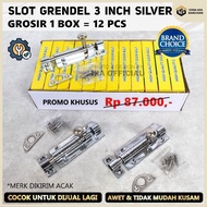 SAB 1 BOX Stainless Steel Slot Door Latch Anti-Rust Babet 3 Inch Silver - 12 PCS Latch/ Window Slot/