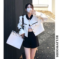 RULINWOODS Korean Fashion Womens Crop Top Jacket