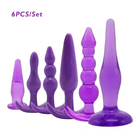 Anal Plug 6pcs Funny Butt Plug Backcourt Waterproof Silicone Comrades Adult Products Combination Set