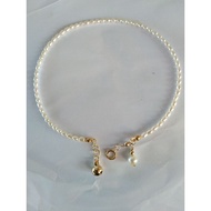 Anklet/Gelang Kaki Mutiara Asli Emas Suasa 14 K Tulen  Size Beras