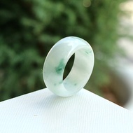 White Jade Ring With Green Color Size 61 mm.