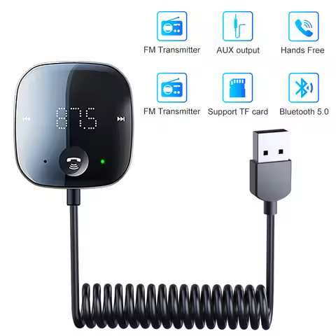 Bluetooth 5.0 FM/AUX Transmitter Audio FM Transmitter and Receiver Hands-Free Car Adapter FM Bluetoo