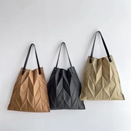 ▥Bag Japan Issey Miyake Canvas Bag Backpack Bag Female Pleated Female Bag Diamond Crossbody Bag Lightweight Tote Bag Handbag