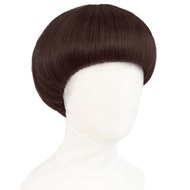 Mens Short Brown Mushroom Cut Roleplay Wig Bowl Cut Anime Retro synthetic Wig Suitable for Filming P