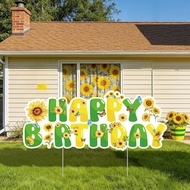 Happy Birthday Yard Sign Sunflower Happy Birthday Yard Sign Decoration for Garden Lawn Porch Decorat