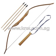 Wooden Bow and Rubber Head Arrow and Bamboo Arrow Quiver Set