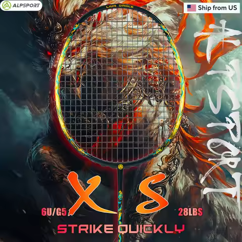 ALPSPORT Lion Dance Original Full Carbon Fiber Badminton Racket Max 30LBS 6U G5 T800 Professional Ra