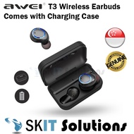 Awei T3 True Wireless Earbuds with Charging Case Box Sports Bluetooth Earpiece