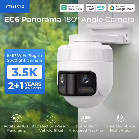 IMILAB New 3.5K 180° Panorama Outdoor Camera PTZ Security Cam for Home Dual lens Color Night Vision 