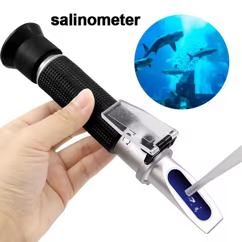10pcs Handheld Salinometer Seawater Salinometer Optical Seawater Hydrometer Refractive Light Meter A