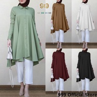 5XL 4XL 3XL XXL Tunik Labuh Moden Lengan Panjang Pakaian Perempuan Wanita Oversize Loose Plus Size F