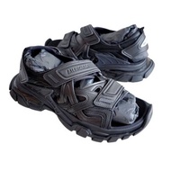EU39 Balenciaga 黑色真皮Track橡膠魔術貼涼鞋 Demna Triple S