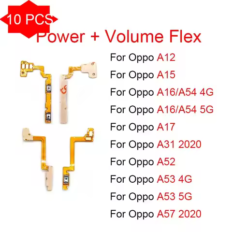 10PCS For Oppo A12 A15 A16 A54 A17 A31 2020 A52 A53 A57 2022 5G Power On Off Button Volume Switch Ke