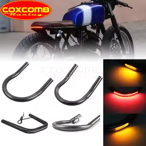 Motorcycle Tube Seat Loop Upswept Rear Frame Hoop Brat with LED Brake Turn Taillight For Honda CB CD