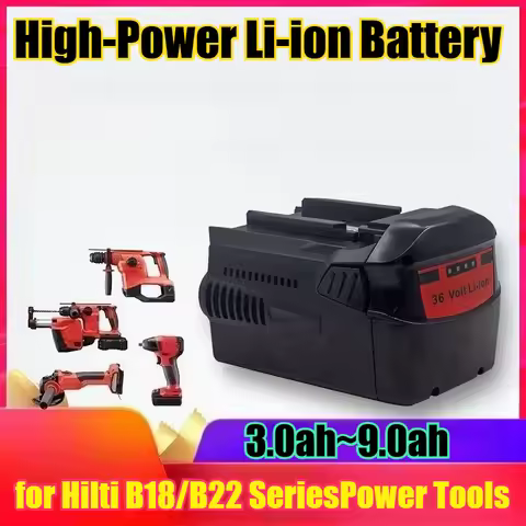 9.0Ah 21.6V/22V/36V High-Power Li-ion Battery for Hilti B18/B22 SeriesPower Tools - Replacement Batt