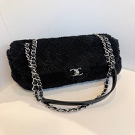CHANEL✨毛巾布經典CF鏈條包翻蓋包單蓋包
