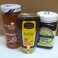 [Pack of 3] New Zealand Raw Unblended Clover Honey + Bulgarian Organic Acacia Honey + Alshifa Honey