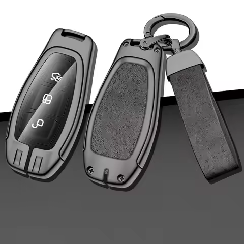Zinc Alloy Leather Car Key Case Cover Protection Shell for Ford Focus 3 4 ST Mondeo MK3 MK4 Fiesta F